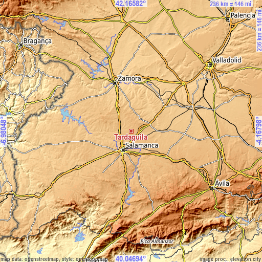 Topographic map of Tardáguila