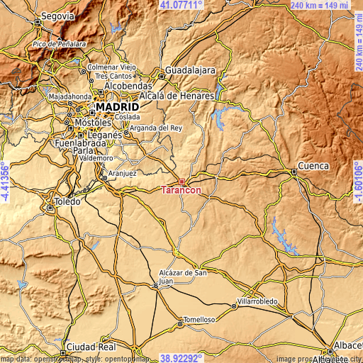 Topographic map of Tarancón