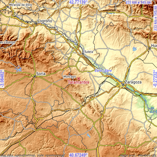 Topographic map of Talamantes