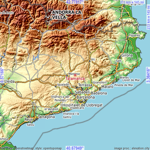 Topographic map of Talamanca