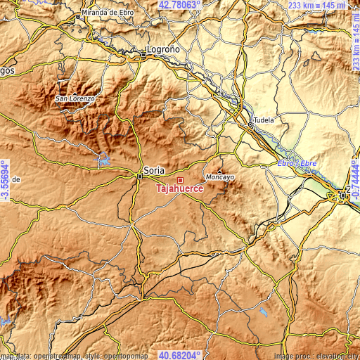 Topographic map of Tajahuerce