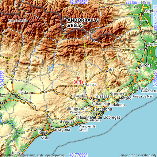 Topographic map of Súria
