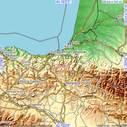 Topographic map of Sunbilla