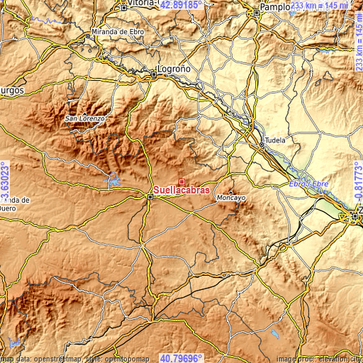 Topographic map of Suellacabras