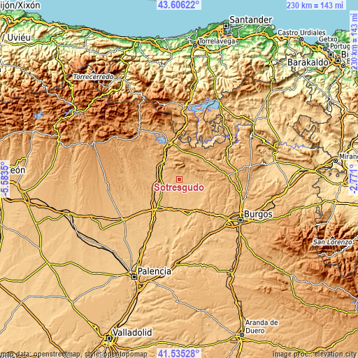 Topographic map of Sotresgudo