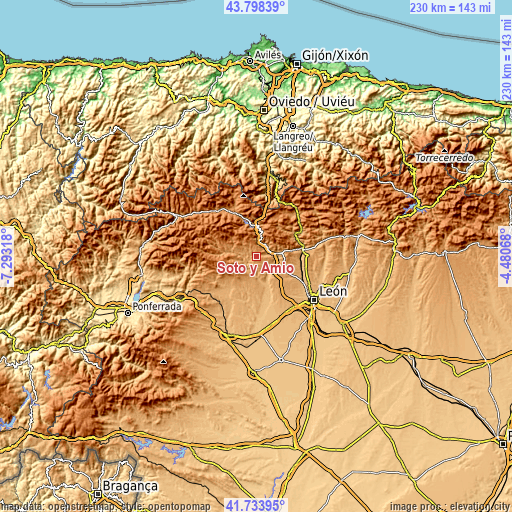 Topographic map of Soto y Amío