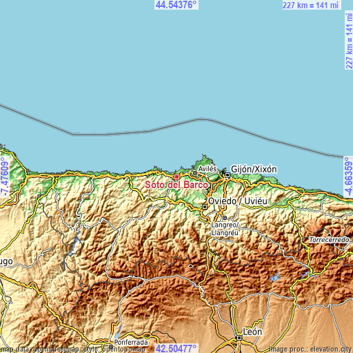 Topographic map of Soto del Barco