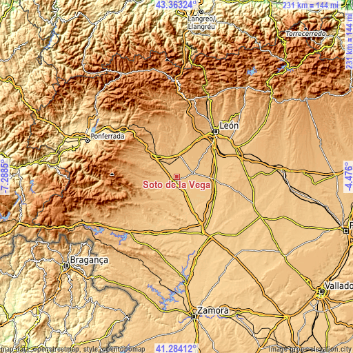 Topographic map of Soto de la Vega