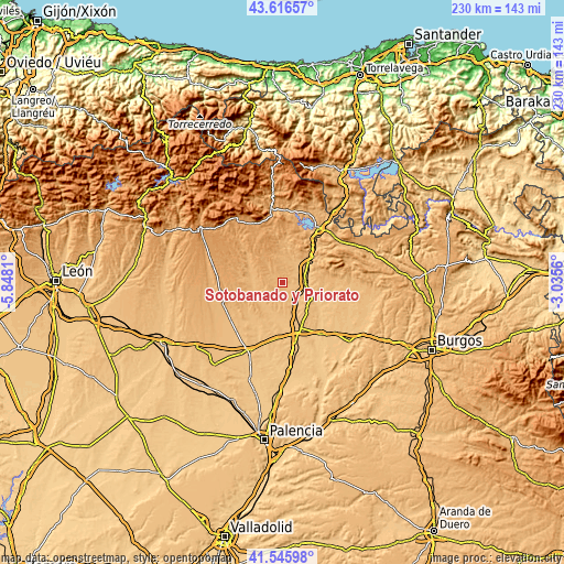 Topographic map of Sotobañado y Priorato