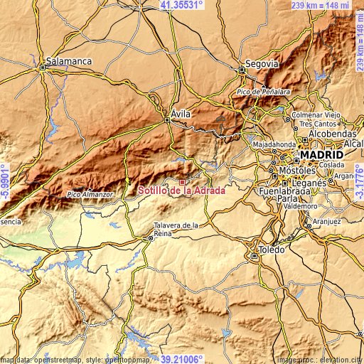 Topographic map of Sotillo de la Adrada