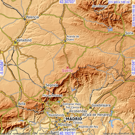 Topographic map of Sotillo