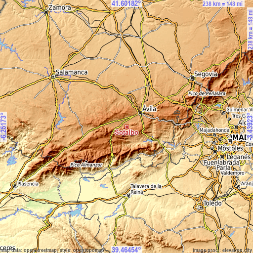 Topographic map of Sotalbo