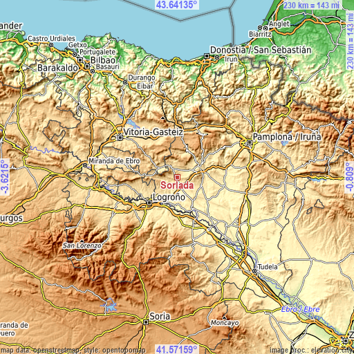 Topographic map of Sorlada