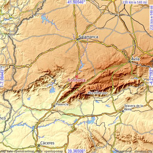 Topographic map of Sorihuela