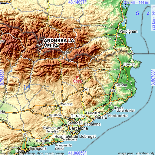 Topographic map of Sora