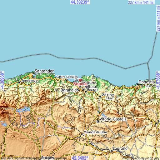 Topographic map of Sopela