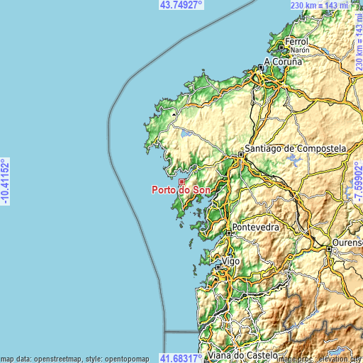 Topographic map of Porto do Son