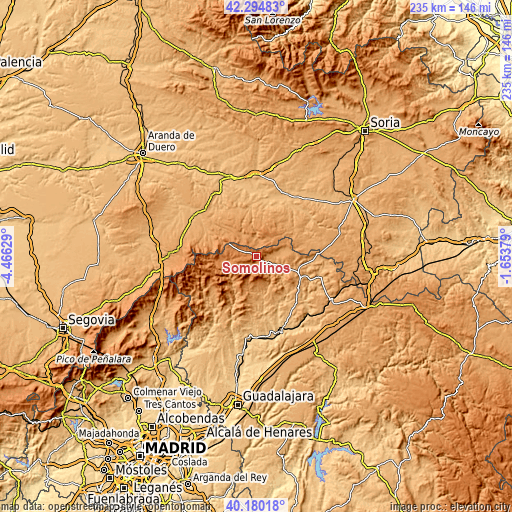 Topographic map of Somolinos