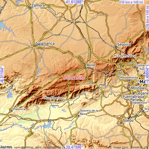 Topographic map of Solosancho