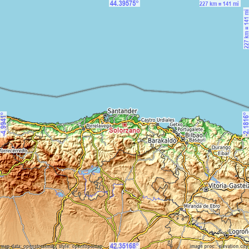 Topographic map of Solórzano