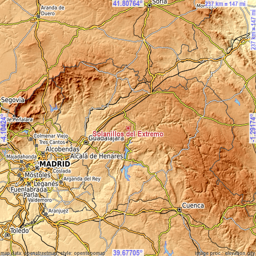 Topographic map of Solanillos del Extremo