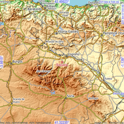 Topographic map of Sojuela