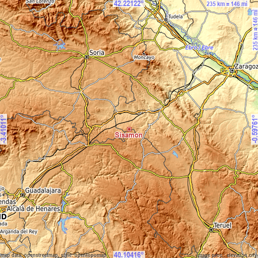 Topographic map of Sisamón