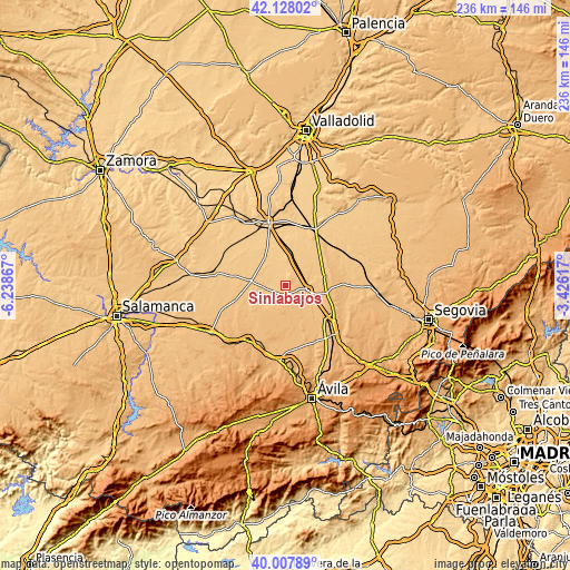 Topographic map of Sinlabajos