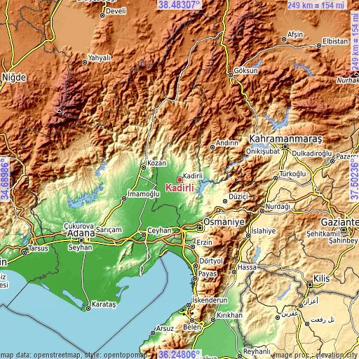 Topographic map of Kadirli