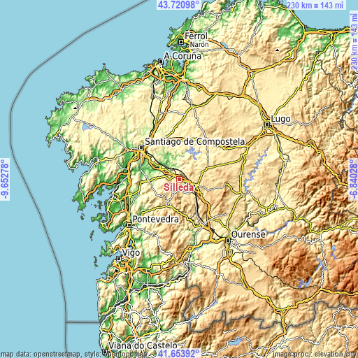 Topographic map of Silleda