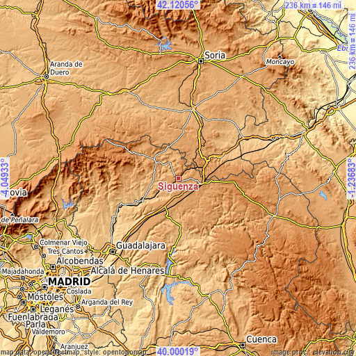 Topographic map of Sigüenza