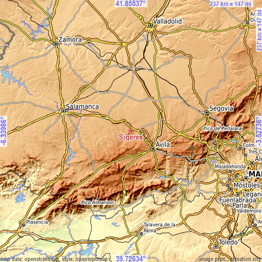 Topographic map of Sigeres