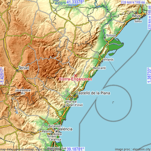 Topographic map of Sierra-Engarcerán