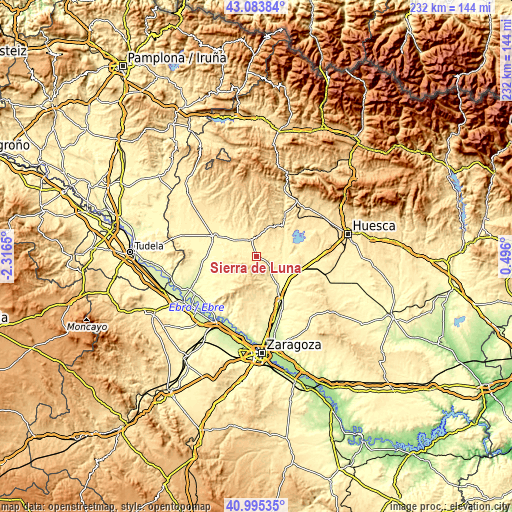 Topographic map of Sierra de Luna