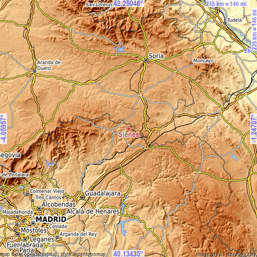 Topographic map of Sienes