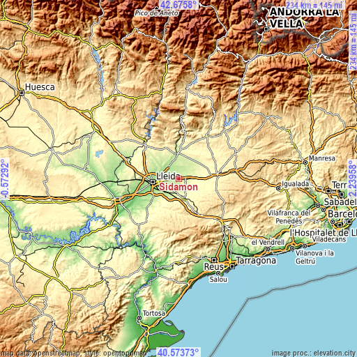 Topographic map of Sidamon