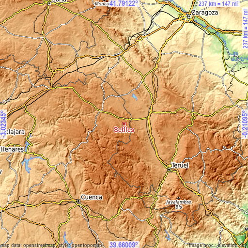 Topographic map of Setiles