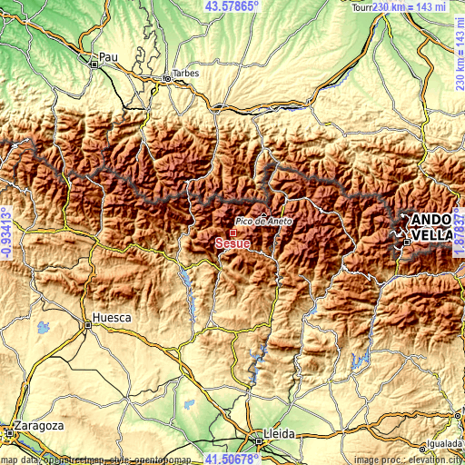 Topographic map of Sesué