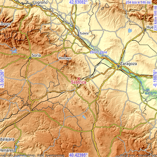 Topographic map of Sestrica