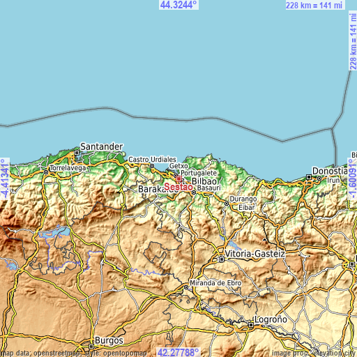 Topographic map of Sestao