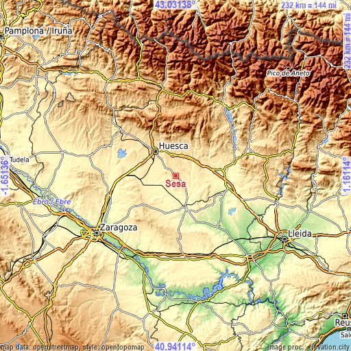 Topographic map of Sesa