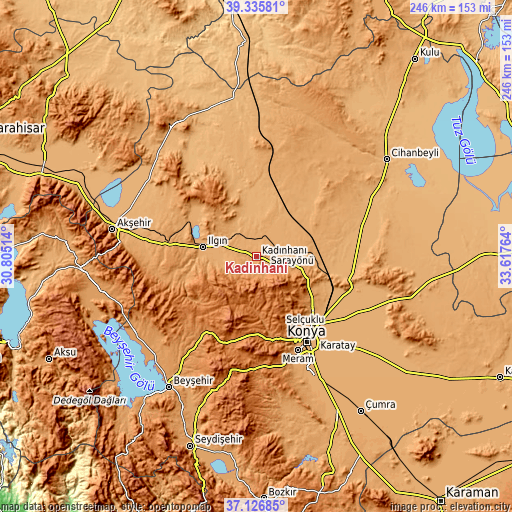 Topographic map of Kadınhanı