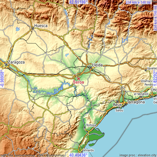 Topographic map of Seròs