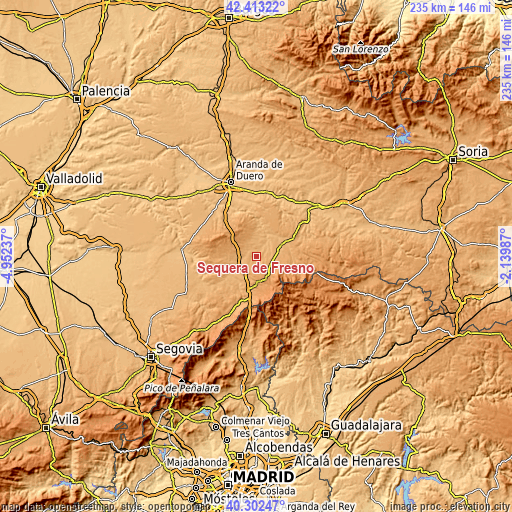 Topographic map of Sequera de Fresno