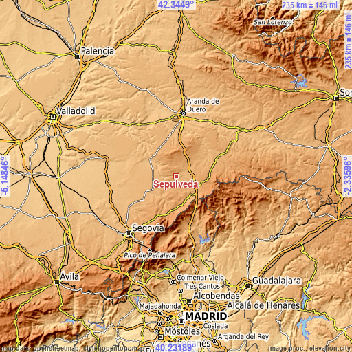 Topographic map of Sepúlveda