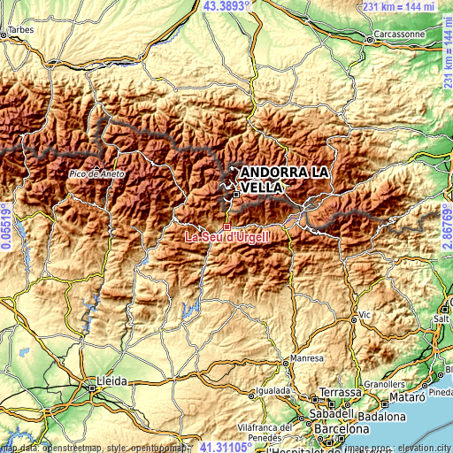 Topographic map of La Seu d'Urgell