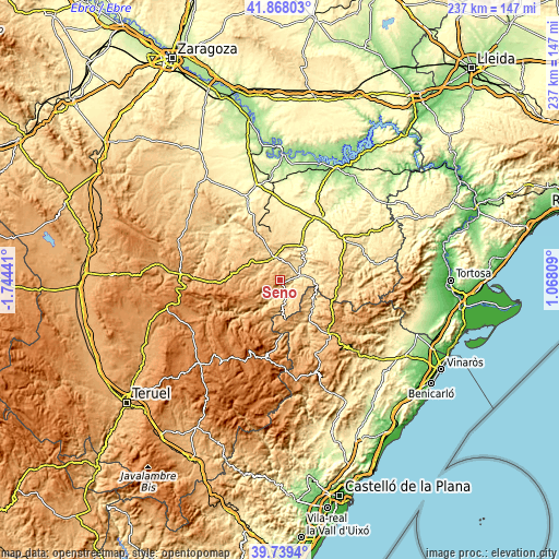 Topographic map of Seno