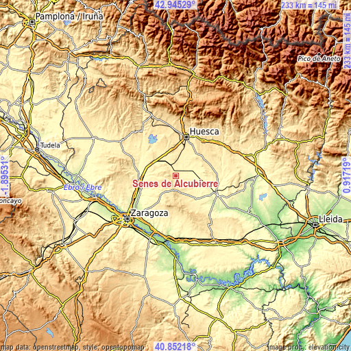 Topographic map of Senés de Alcubierre