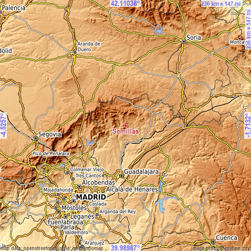 Topographic map of Semillas