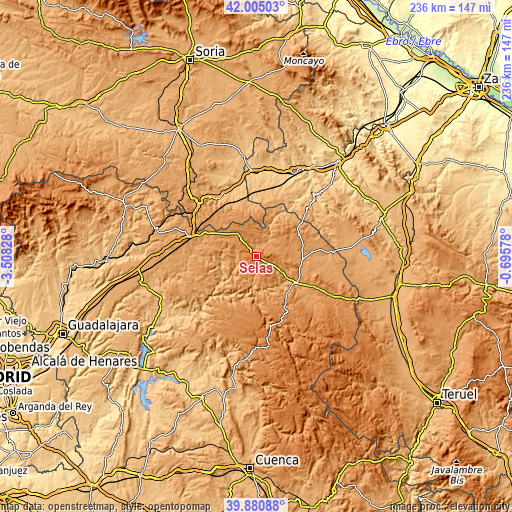 Topographic map of Selas